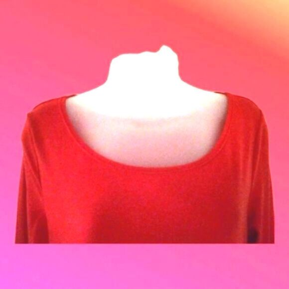 ZEES Bright RED Long Sleeve Stretch Knit TUNIC Size M - Picture 4 of 6
